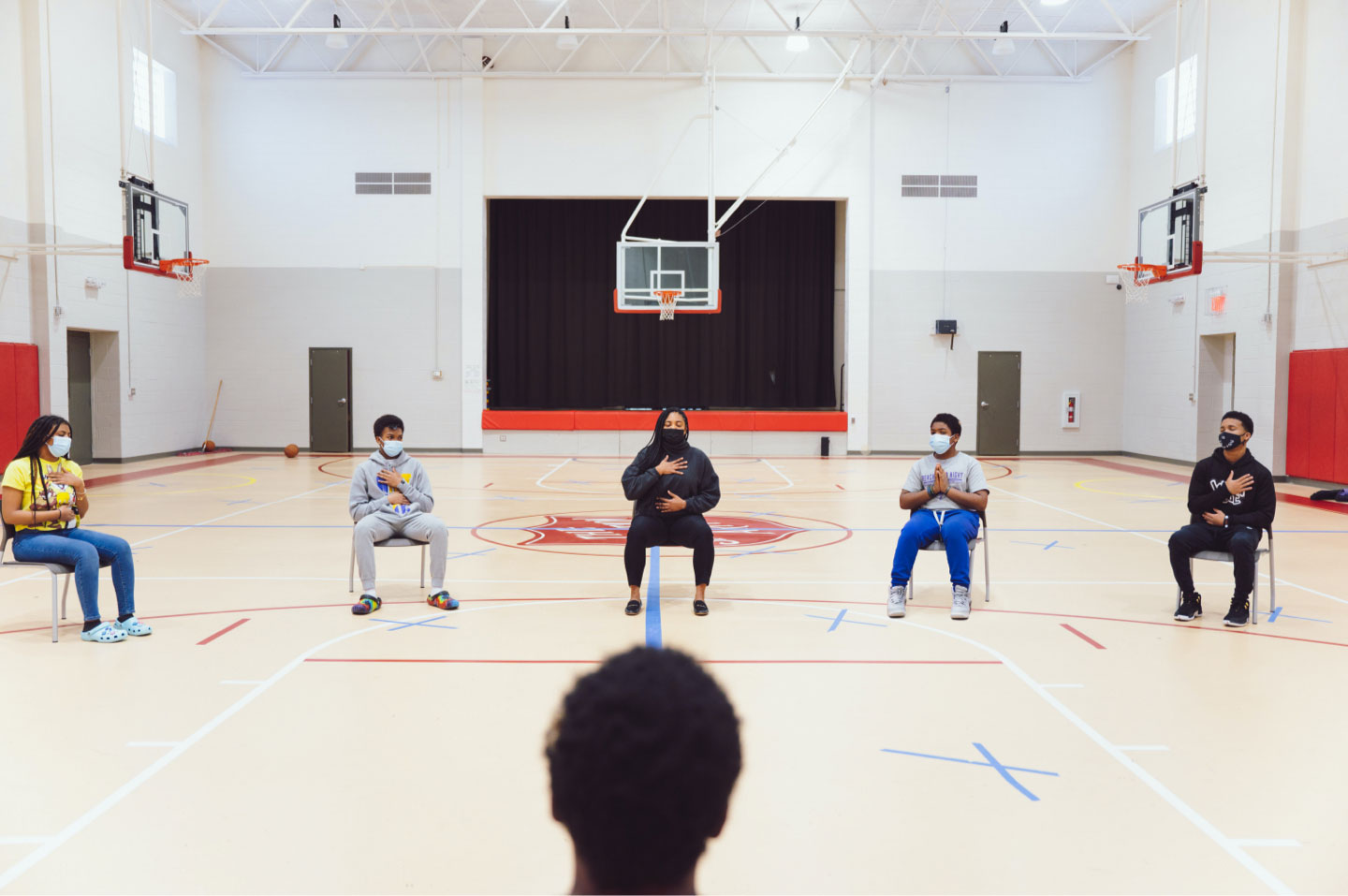 Students sitting in circle